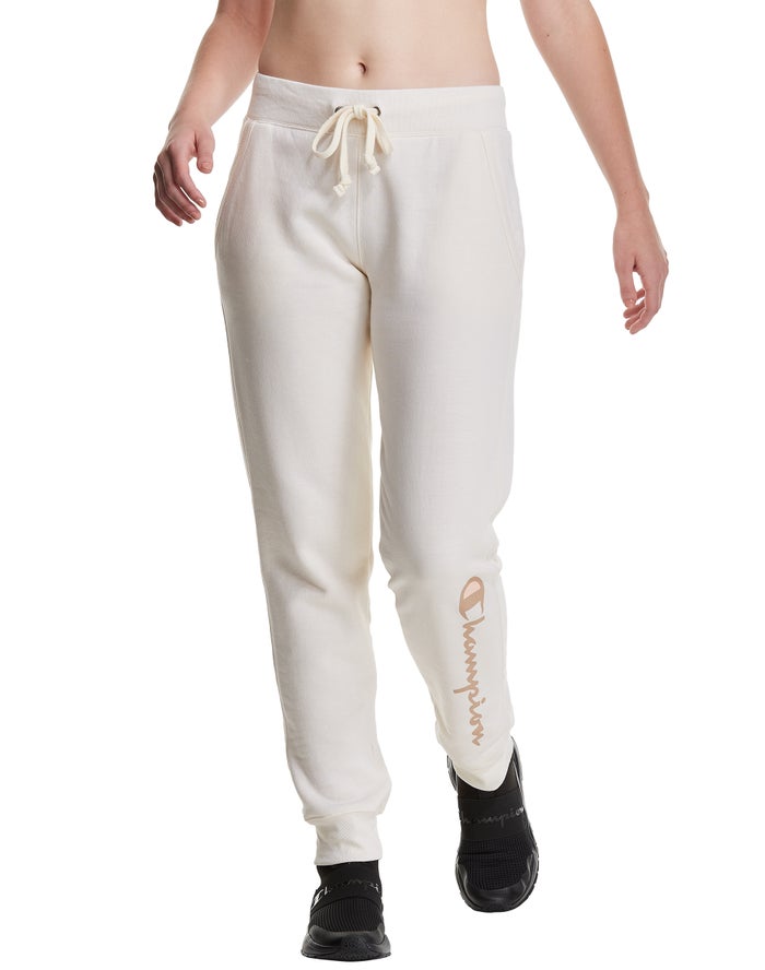 Jogger Champion Mujer - Powerblend Fleece Script Logo ( Creme ) 1467805-CG